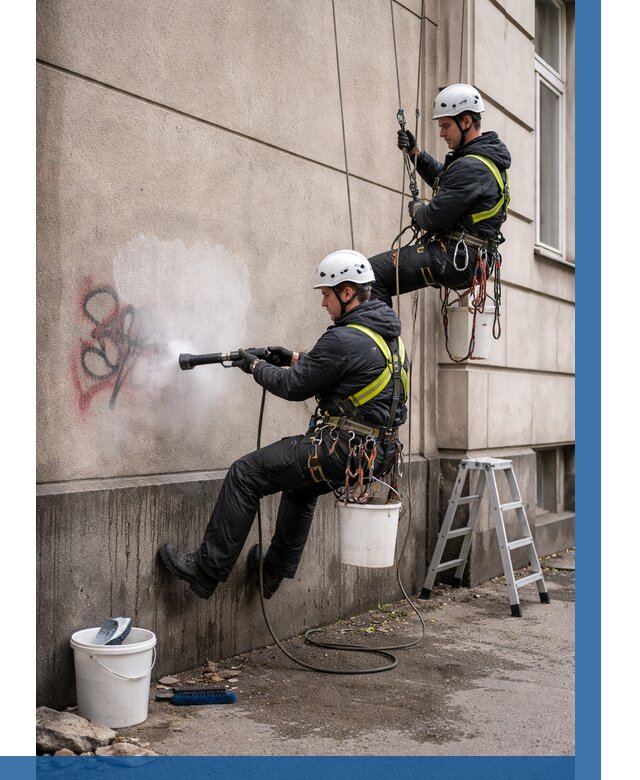 Удаление граффити с фасада в Пушкине от 4668 р. | ВЫСОТНИК-Пшк