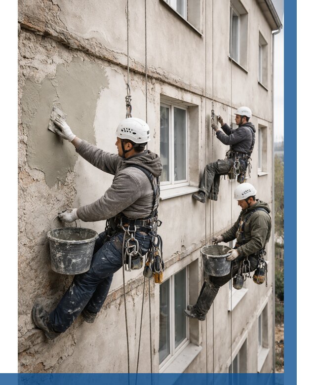 Ремонт штукатурного фасада в Пушкине от 778 р. под ключ | ВЫСОТНИК-Пшк