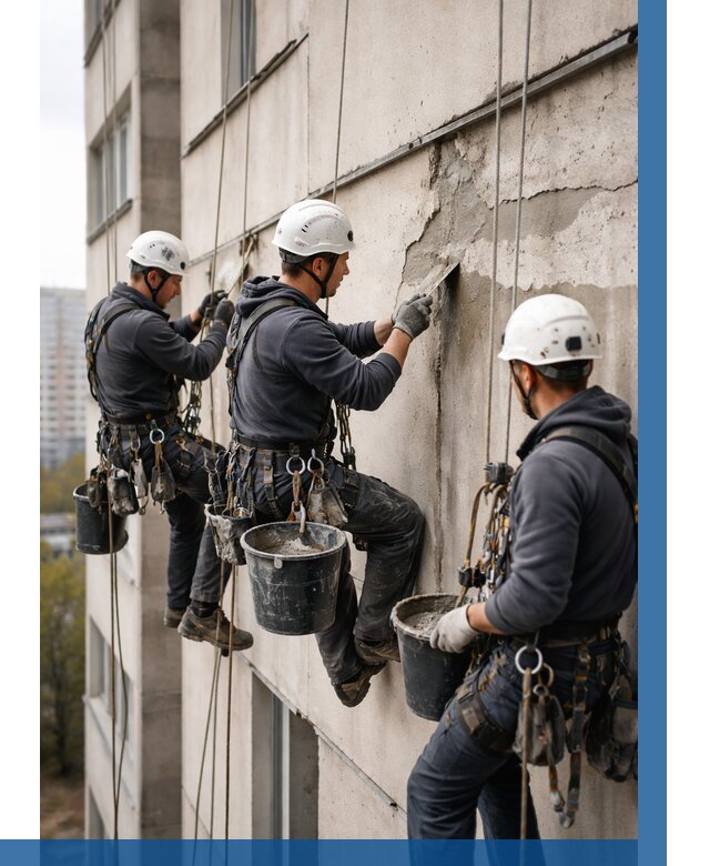 Ремонт бетонных элементов фасада в Пушкине от 2593 р. | ВЫСОТНИК-Пшк