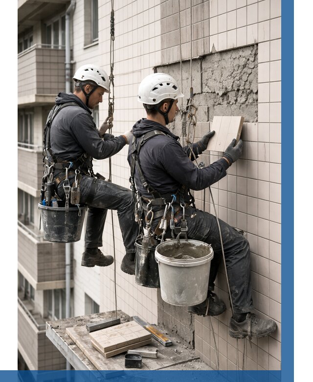 Ремонт облицовки фасада плиткой в Пушкине от 1867 р. | ВЫСОТНИК-Пшк