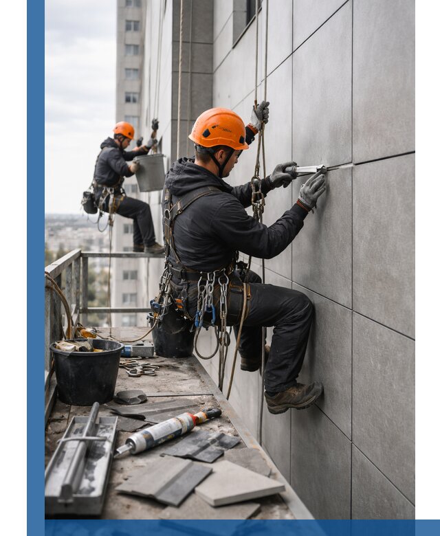 Профессиональный ремонт фасада из керамогранита в Пушкине