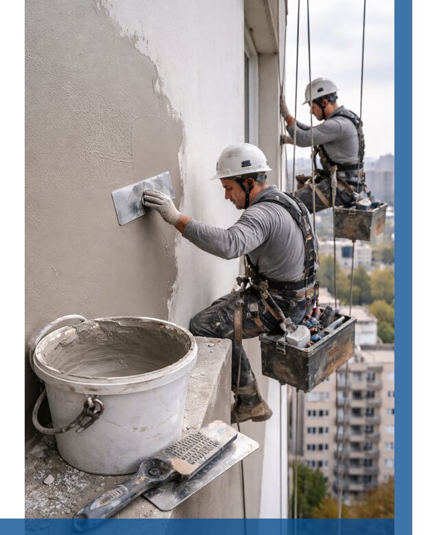 Шпаклевка фасада на высоте в Пушкине от 726 р. | ВЫСОТНИК-Пшк