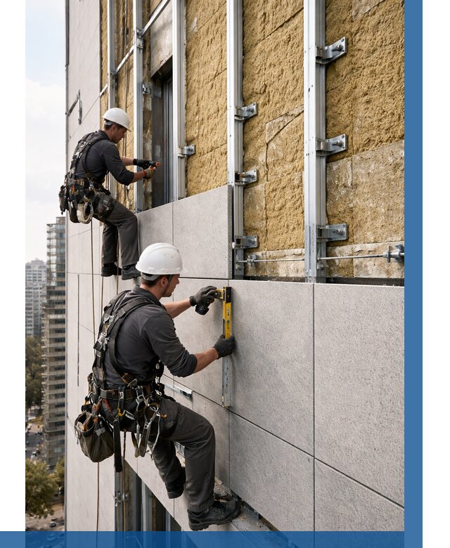 Монтаж вентилируемого фасада в Пушкине от 3631 р. | ВЫСОТНИК-Пшк