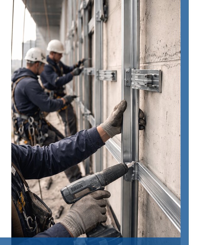 Монтаж подсистемы вентфасада в Пушкине от 882 р. | ВЫСОТНИК-Пшк