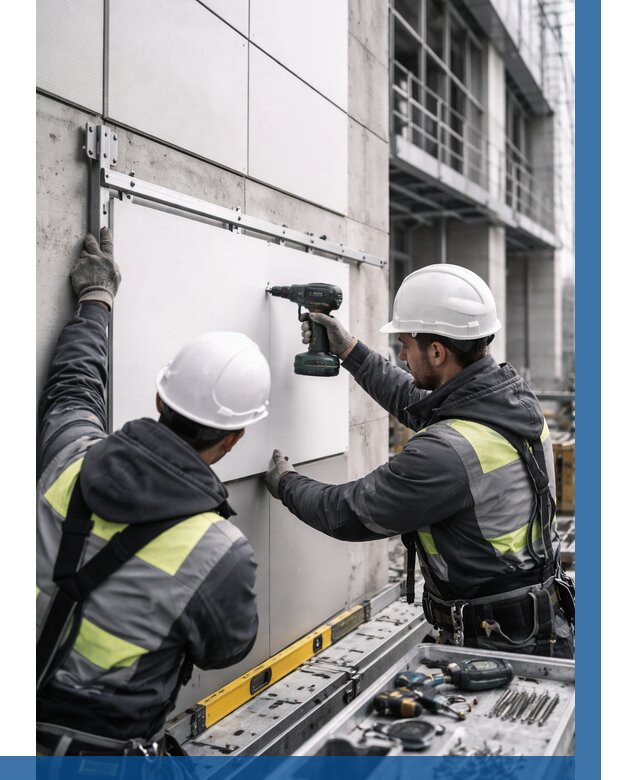 Монтаж композитных панелей фасада в Пушкине от 2593 р. | ВЫСОТНИК-Пшк