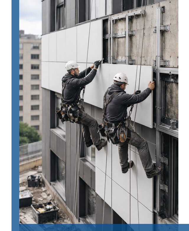 Монтаж композитных панелей фасада в Пушкине под ключ