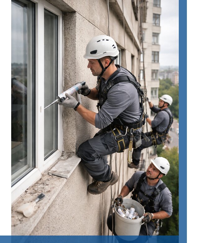 Герметизация оконных швов снаружи в Пушкине от 1556 р. | ВЫСОТНИК-Пшк