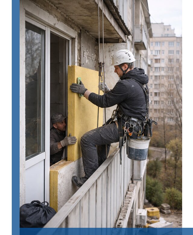 Профессиональное утепление балкона снаружи в Пушкине под ключ