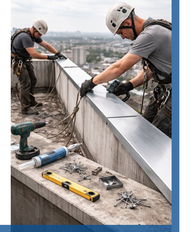 Монтаж парапетных крышек в Пушкине от 830 р. | ВЫСОТНИК-Пшк