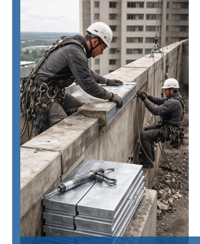 Замена парапетных крышек и установка новых в Пушкине