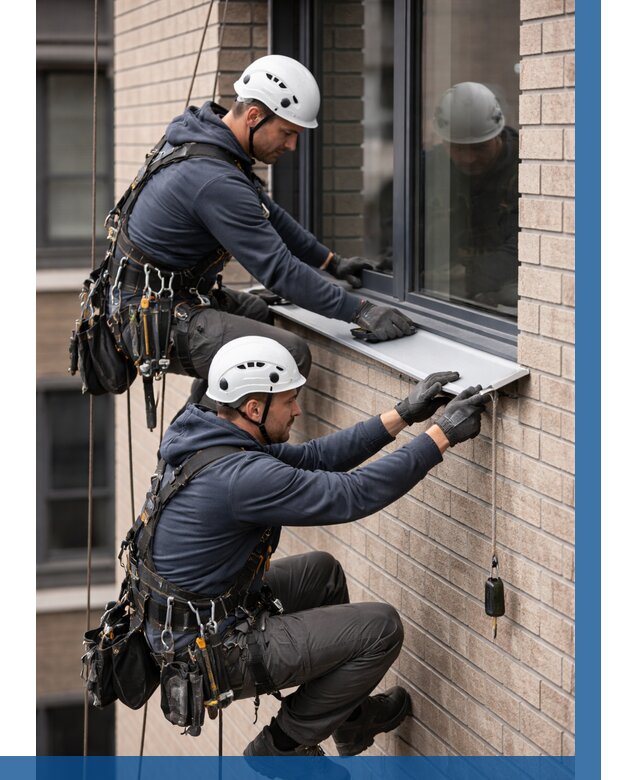 Монтаж оконных отливов под ключ в Пушкине от 3631 р. | ВЫСОТНИК-Пшк