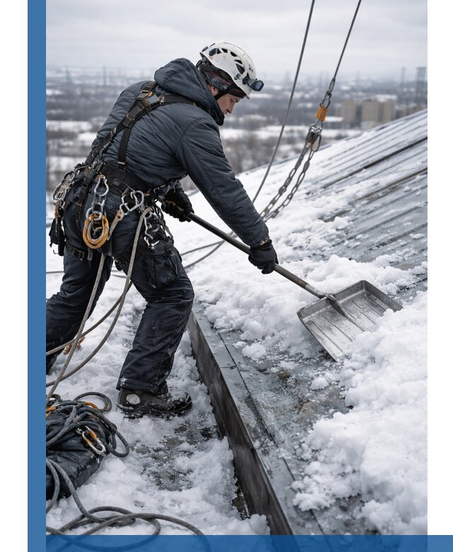 Профессиональная очистка кровли от снега и наледи в Пушкине