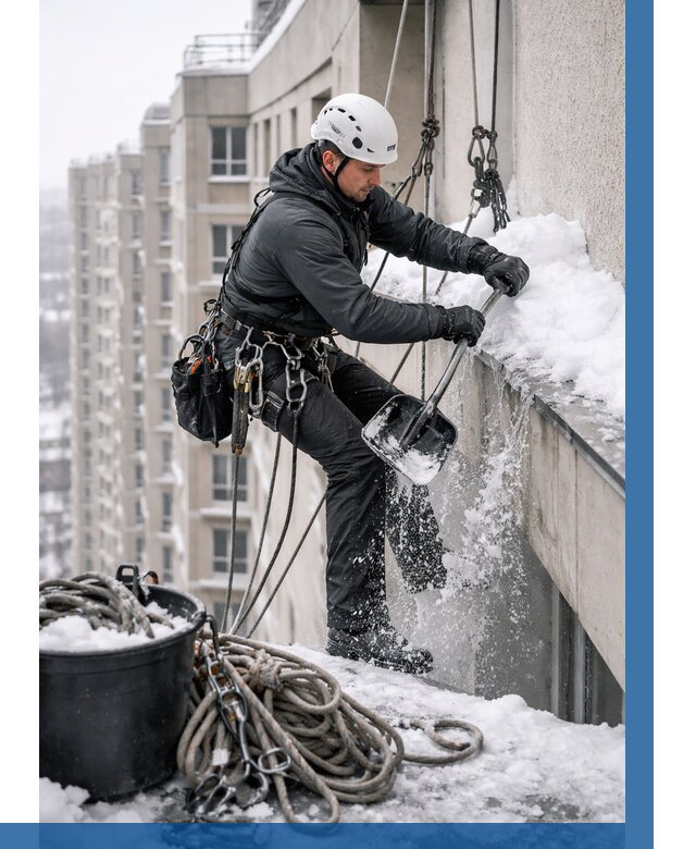 Очистка карнизов от снега в Пушкине от 311 р. | ВЫСОТНИК-Пшк