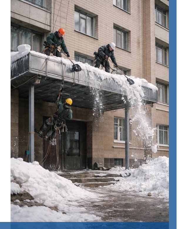 Очистка козырьков от снега в Пушкине от 3631 р. | ВЫСОТНИК-Пшк