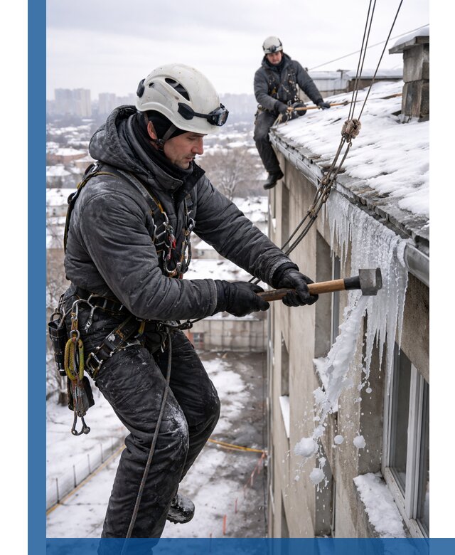 Сбивание и удаление сосулек с крыши в Пушкине безопасно