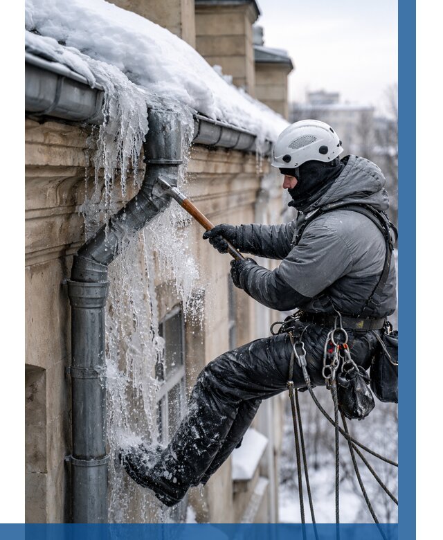 Очистка водостоков от льда в Пушкине от 3631 р. | ВЫСОТНИК-Пшк