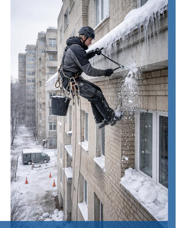 Удаление наледи с карнизов в Пушкине от 363 р. | ВЫСОТНИК-Пшк