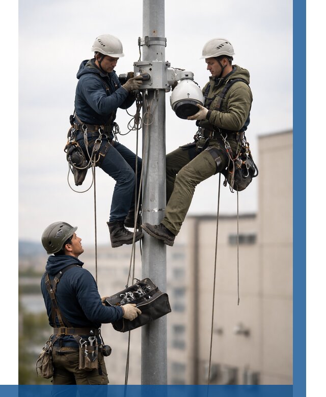 Установка видеокамер на мачте в Пушкине от 8817 р. | ВЫСОТНИК-Пшк