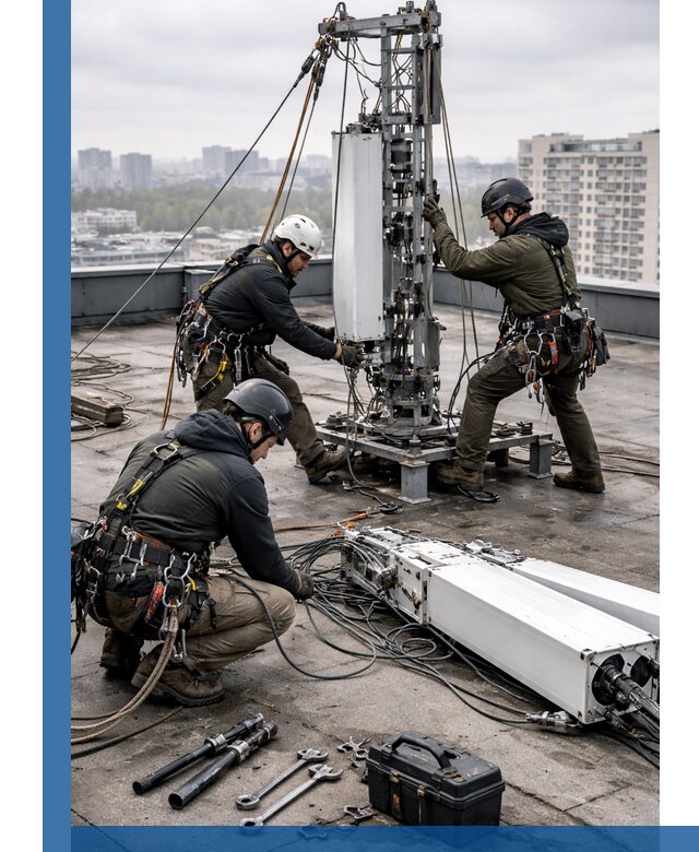 Демонтаж антенн на крыше зданий в Пушкине с гарантией