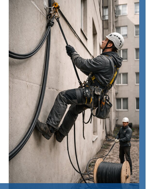 Протяжка кабеля питания на высоте в Пушкине от 467 р. | ВЫСОТНИК-Пшк