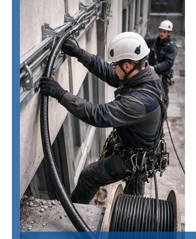 Протяжка кабеля питания на высоте в Пушкине с гарантией безопасности и качества