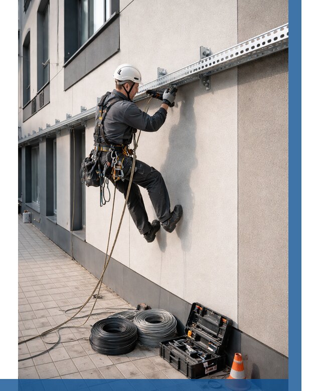 Монтаж кабельных лотков на фасаде в Пушкине от 1245 р. | ВЫСОТНИК-Пшк