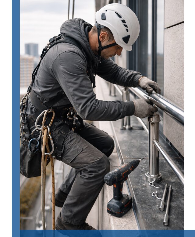 Монтаж ограждений на высоте в Пушкине для зданий и конструкций