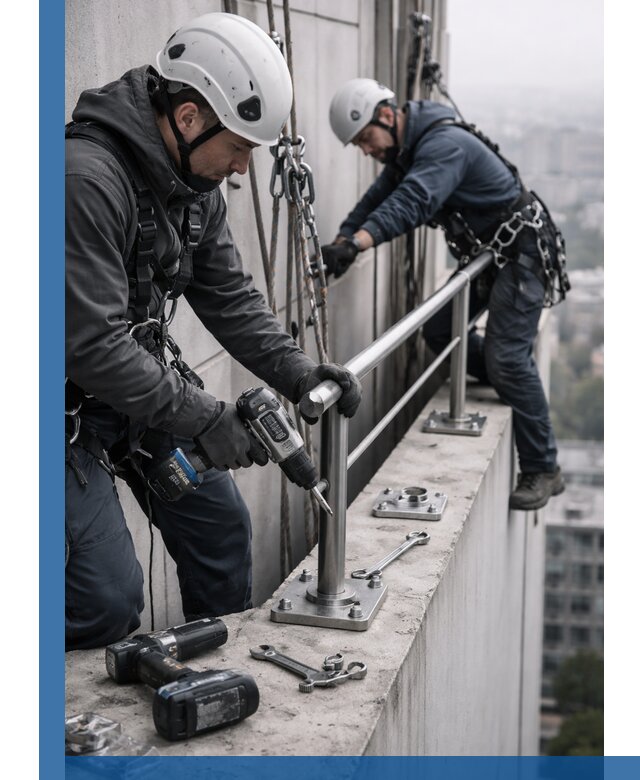 Монтаж перил на высоте в Пушкине для жилых и промобъектов