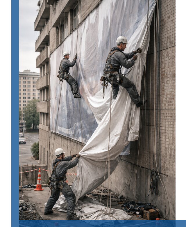 Демонтаж баннеров с фасада в Пушкине оперативно и безопасно