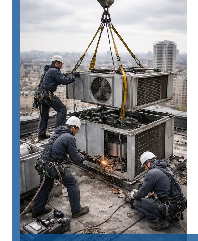 Демонтаж крышной установки в Пушкине любой сложности