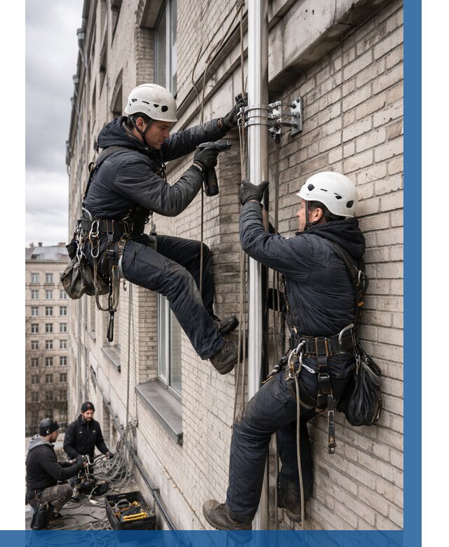 Монтаж флагштока на здании в Пушкине от 6742 р. | ВЫСОТНИК-Пшк