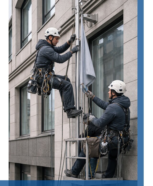 Установка флагов на фасаде в Пушкине от 4668 р. | ВЫСОТНИК-Пшк