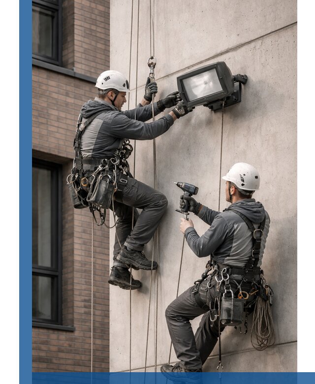 Профессиональный монтаж фасадных прожекторов в Пушкине под ключ