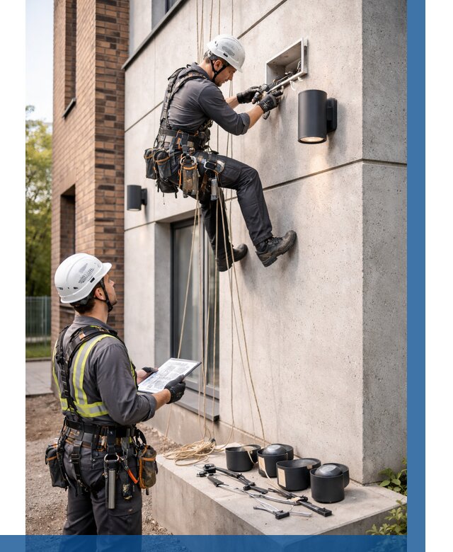 Монтаж фасадного освещения в Пушкине от 2593 р. | ВЫСОТНИК-Пшк