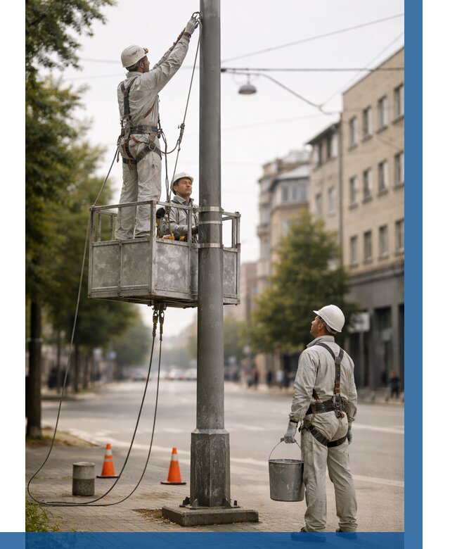 Покраска опор освещения в Пушкине от 5187 р. | ВЫСОТНИК-Пшк