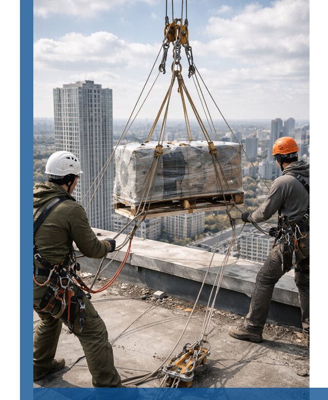 Подъем и монтаж крупногабаритных грузов на крышу в Пушкине