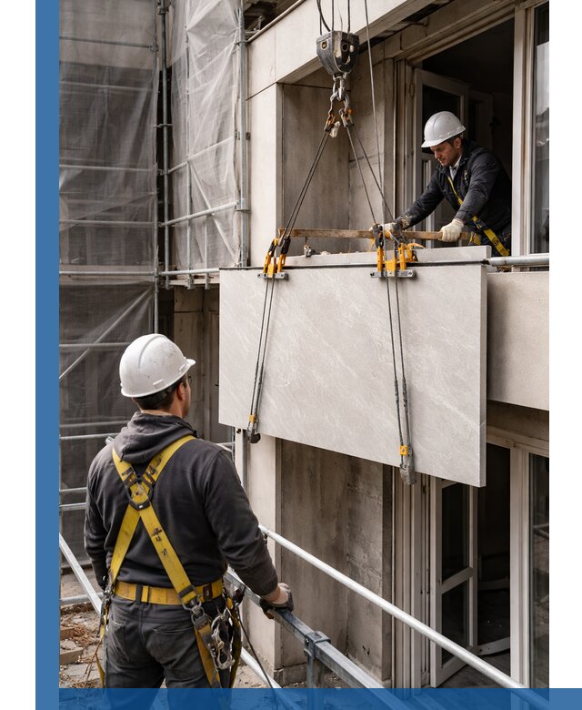 Подъем керамогранита на этаж в Пушкине грузчиками и техникой