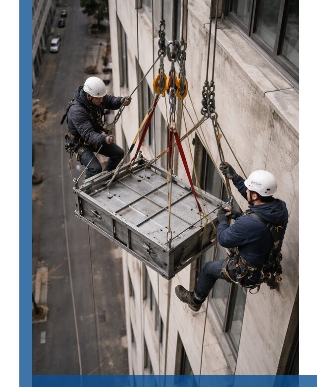 Спуск и подъем грузов по фасаду в Пушкине для зданий