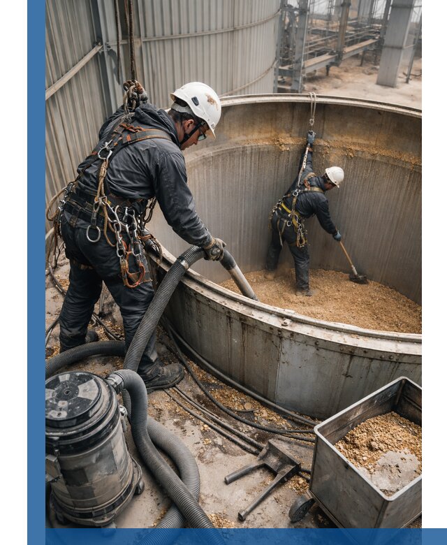 Профессиональная чистка зерновых бункеров в Пушкине с выездом