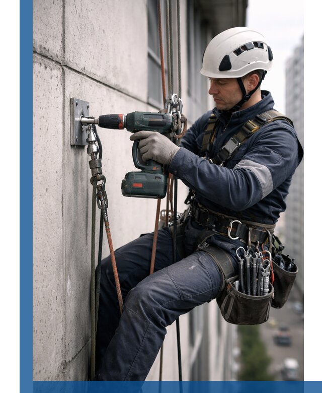 Установка анкерных точек для высотных работ в Пушкине